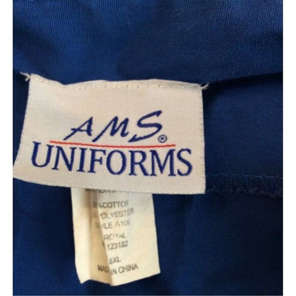 Ams Women Short Sleeve Scrub Top 8X Royal Blue - Picture 6 of 6